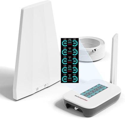 Home Cell Phone Signal Booster with Smart LCD Display | Enhances Weak Cellular Signals Up To 5,000 Sq. Ft. Compatible