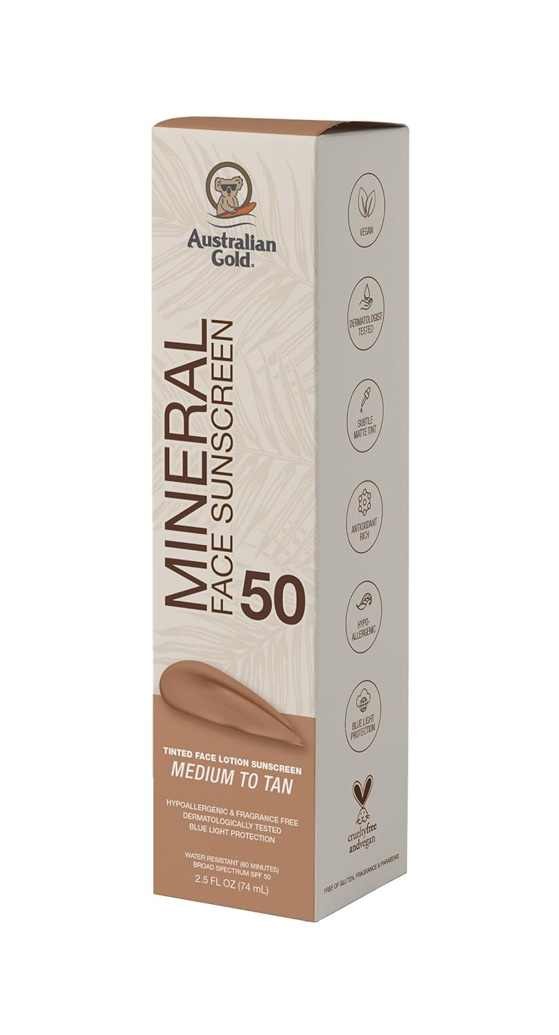 SPF 50 Tinted Mineral Face Sunscreen, Medium-Tan, 2.5 fl oz