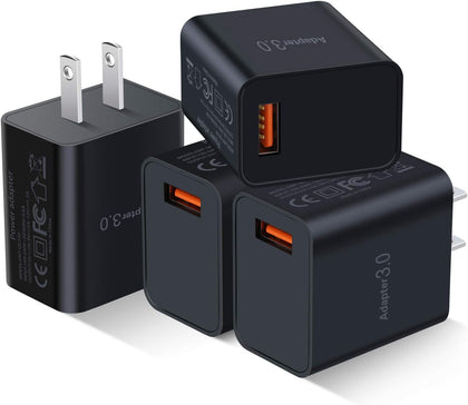 Fast Charge 3.0 USB Wall Charger [4-Pack] 5V 3A Fast Charging Block 18W QC Power Adapter for Wireless Charger Stand