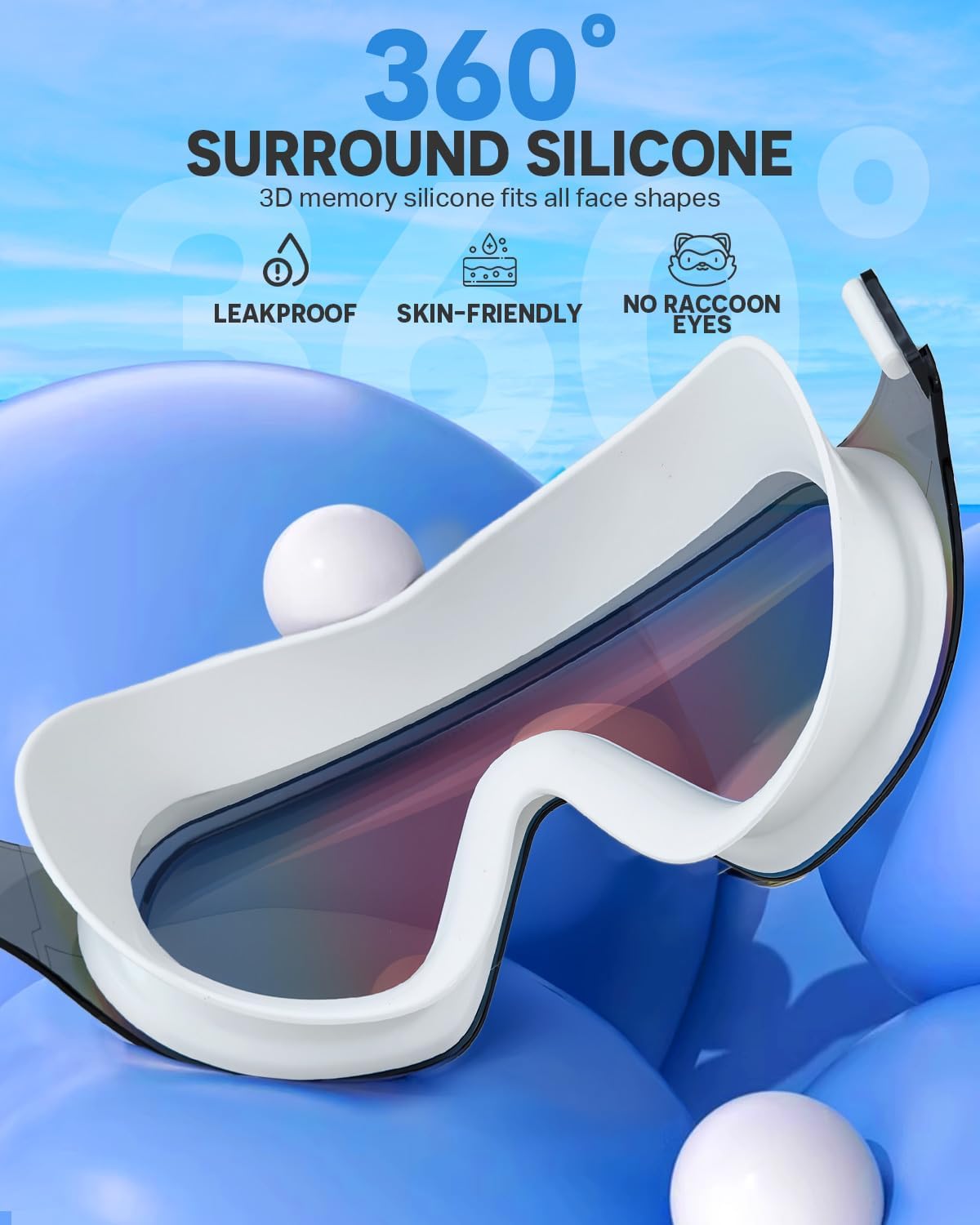 Swim Goggles 2 Pack, Rimless Wide View Swimming Goggles for Adult, Anti-Fog UV Leaking Pool Goggles for Men Women