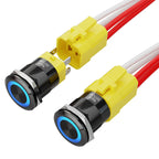 FILN 2PCS 22mm 20A Latching Push Button Switch 12-24V DC with Harness