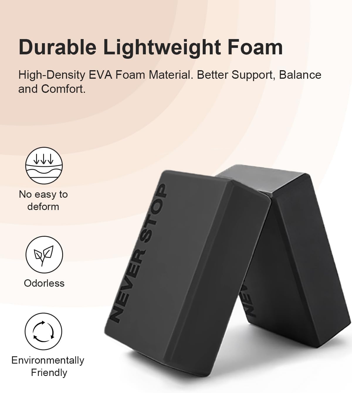 Yoga Block, High-Density EVA Foam 2 Pack Yoga Block with Non-Slip Textured Surface, Supportive, Lightweight - Ideal