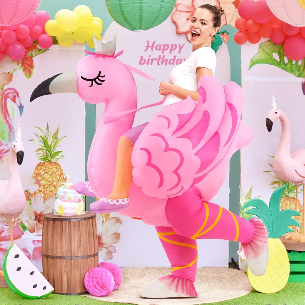 Inflatable Flamingo Costume Adult, Inflatable Costumes Women, Pink Flamingo Funny Suit Blow Up Costume for Adults