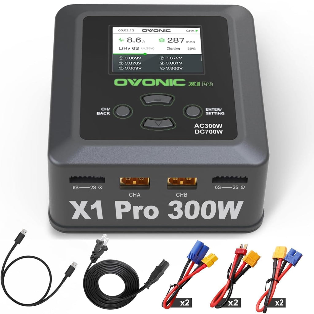 X1 Pro Dual RC LiPo Battery Balance Charger for 1S-6S LiPo/LiHV/Life/NiMH/NiCd Batteries, AC 300W / DC 700W 16A Smart