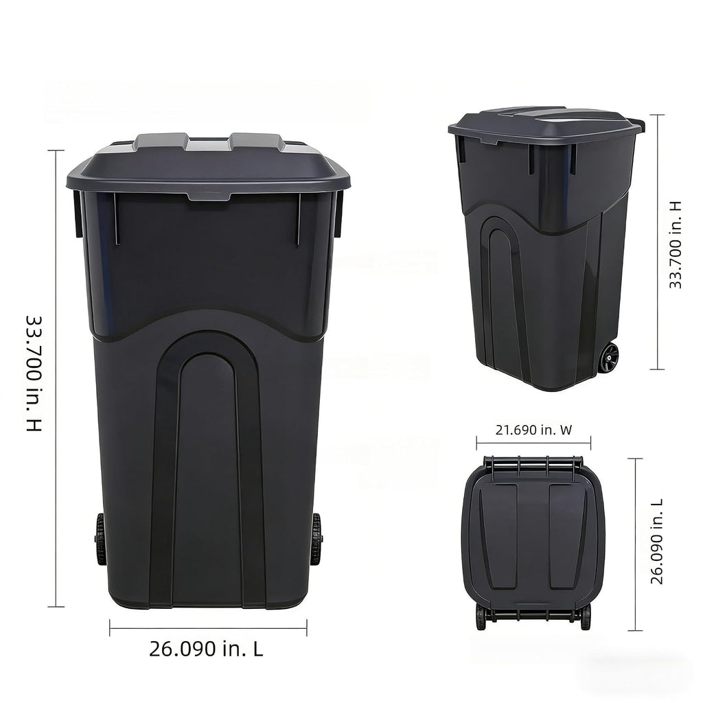 32 Gallon Outdoor Trash Can, Garbage Can with Wheels, Outdoor Garbage Can with Lid, for Indoor/Outdoor Use, Waste