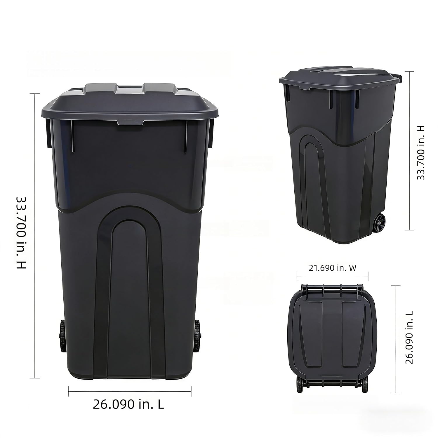 32 Gallon Outdoor Trash Can, Garbage Can with Wheels, Outdoor Garbage Can with Lid, for Indoor/Outdoor Use, Waste