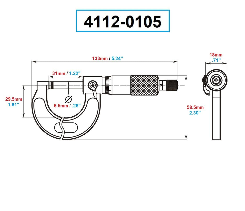 Dasqua 4112-0105 0-1" .0001" Outside Micrometer
