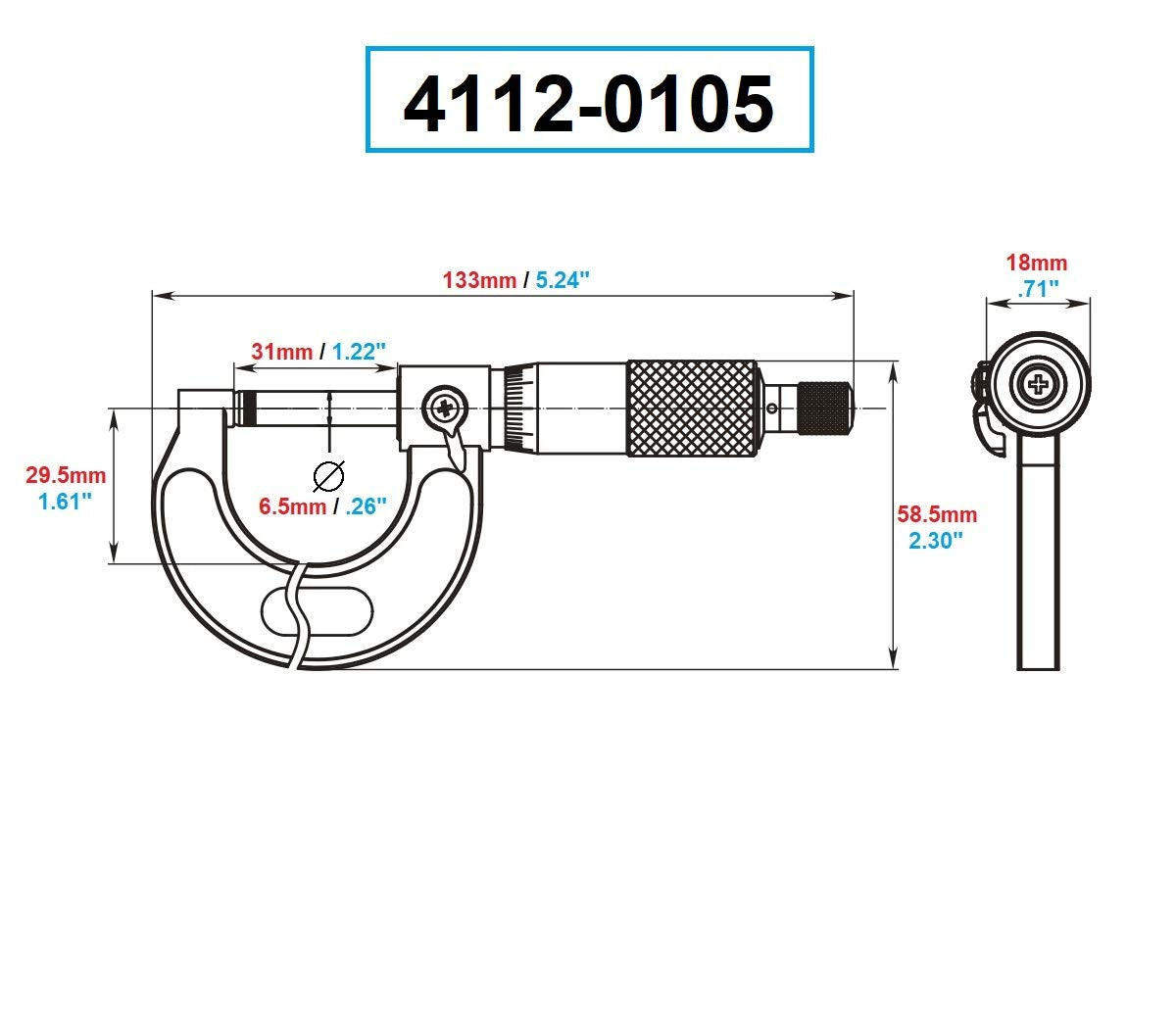 Dasqua 4112-0105 0-1" .0001" Outside Micrometer