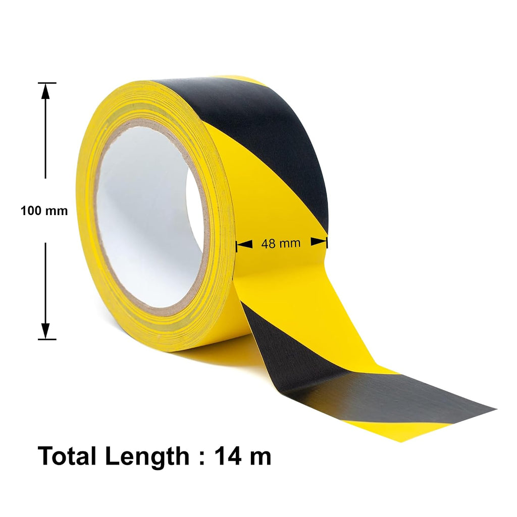 Floor Marking Tape - 2 Pack Black & Yellow Hazard Tape, 2" x 46 ft Each | Safety Warning Stripe Tape for Floors