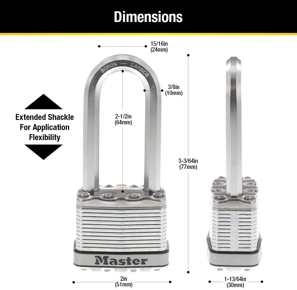 M5XTLJ Magnum Heavy Duty Outdoor Padlock with Key, 2 Pack Keyed-Alike