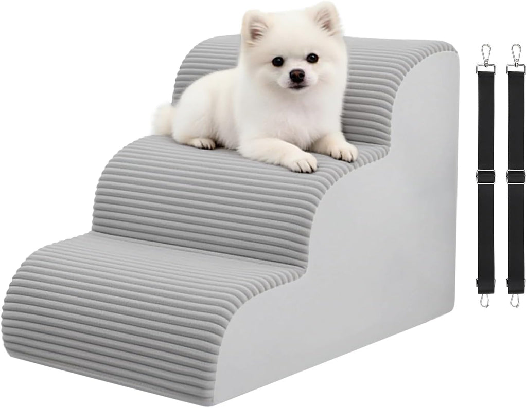 Dog Stairs for Couch and Chair,15.7" H 3-Step Pet Steps for Small Dogs and Cats, Non-Slip Sturdy Dog Ramp with