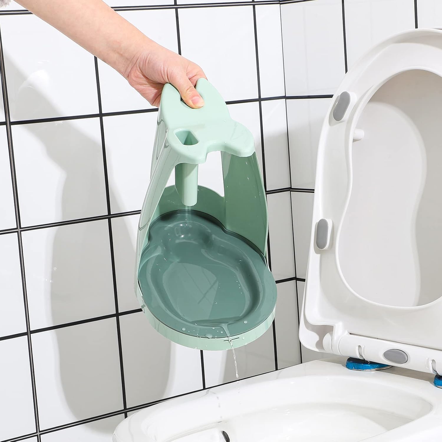 Toilet Brush and Plunger Set,Green 3 in 1 Bathroom Scrubber Plunger and Angled Toilet Bowl Brush & Scrubber Combo