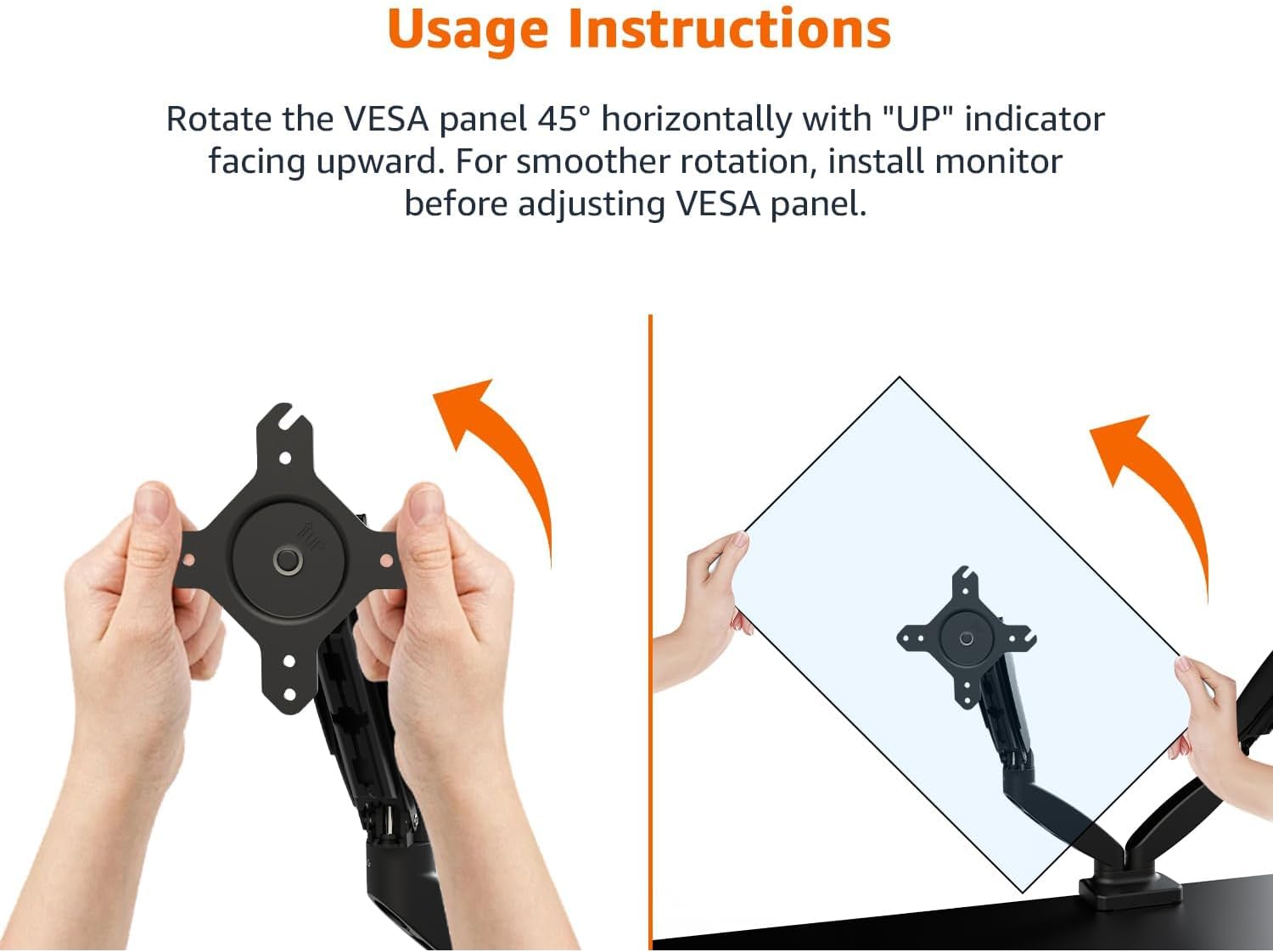 Gas Spring Dual Monitor Arm Desk Mount, Adjustable Tension, Fits 15–27 Inch Monitors, Supports 4.4–15.4 lbs Each Arm