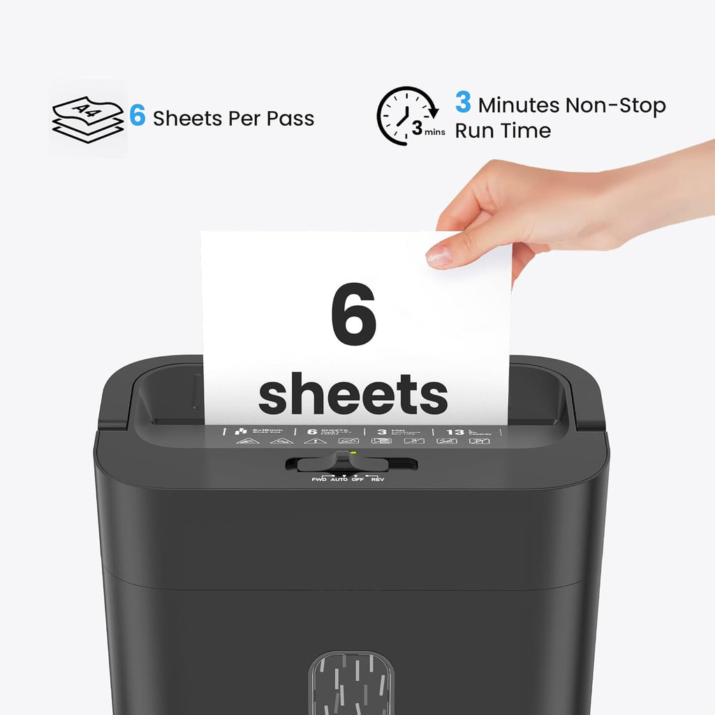6-Sheet Shredder for Home Office, 3.43 Gallon Cross Cut Shredder, P-4 High Security Paper Shredders for Credit Card