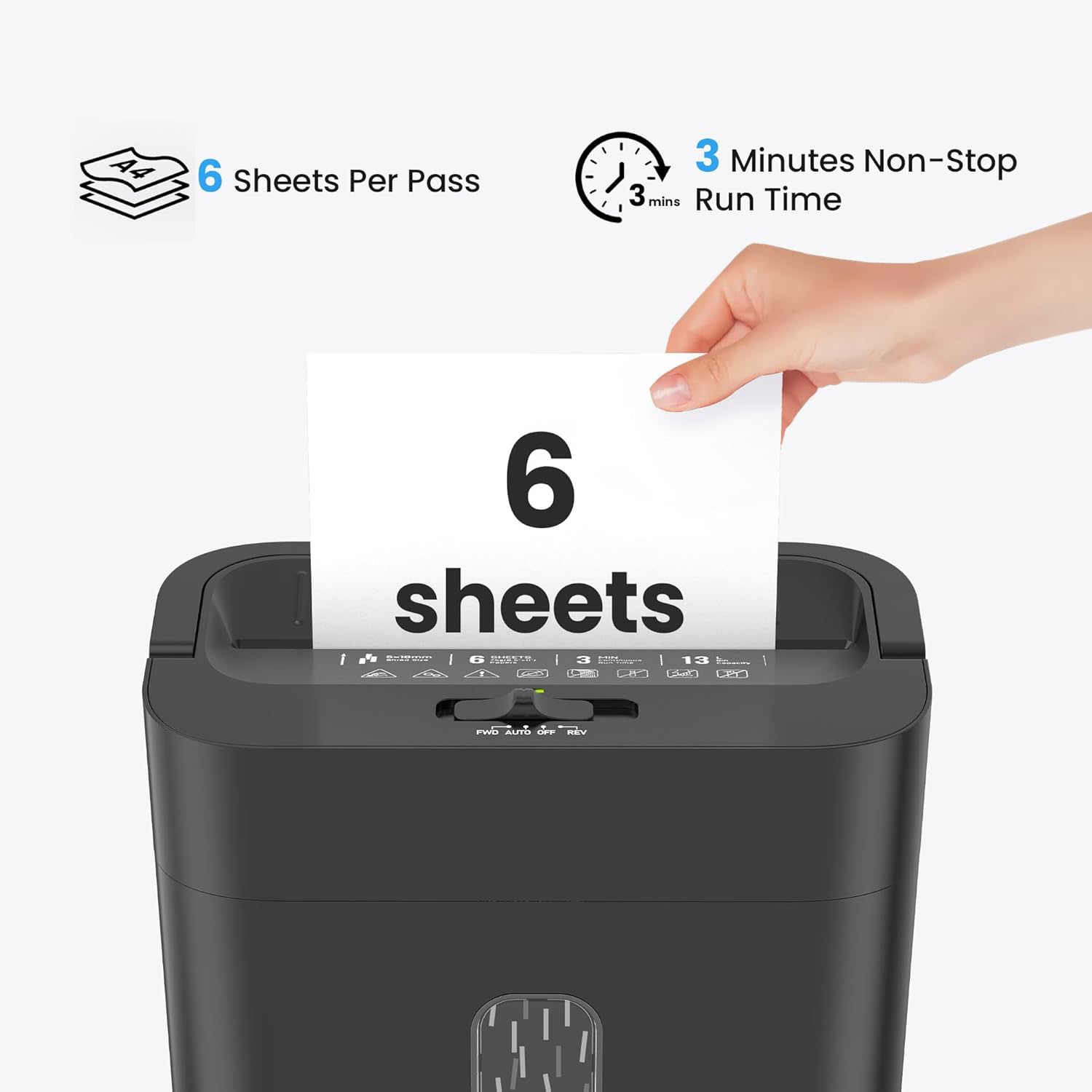 6-Sheet Shredder for Home Office, 3.43 Gallon Cross Cut Shredder, P-4 High Security Paper Shredders for Credit Card