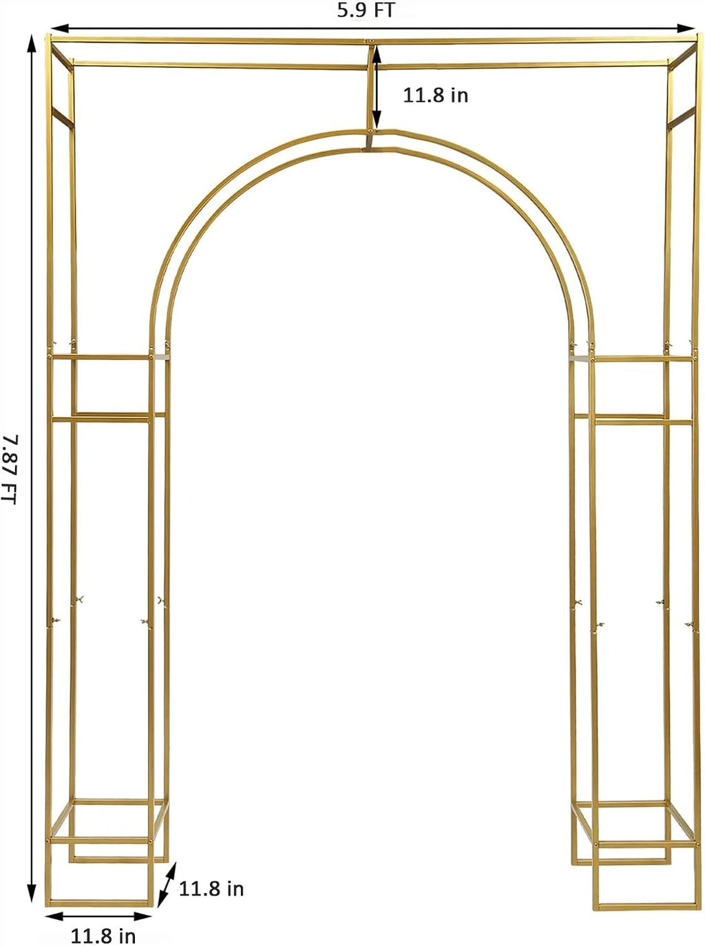 3D Metal Wedding Arch Frame, Gold Square 3D Backdrop Stand for Wedding Ceremony, Reception, Engagement Party