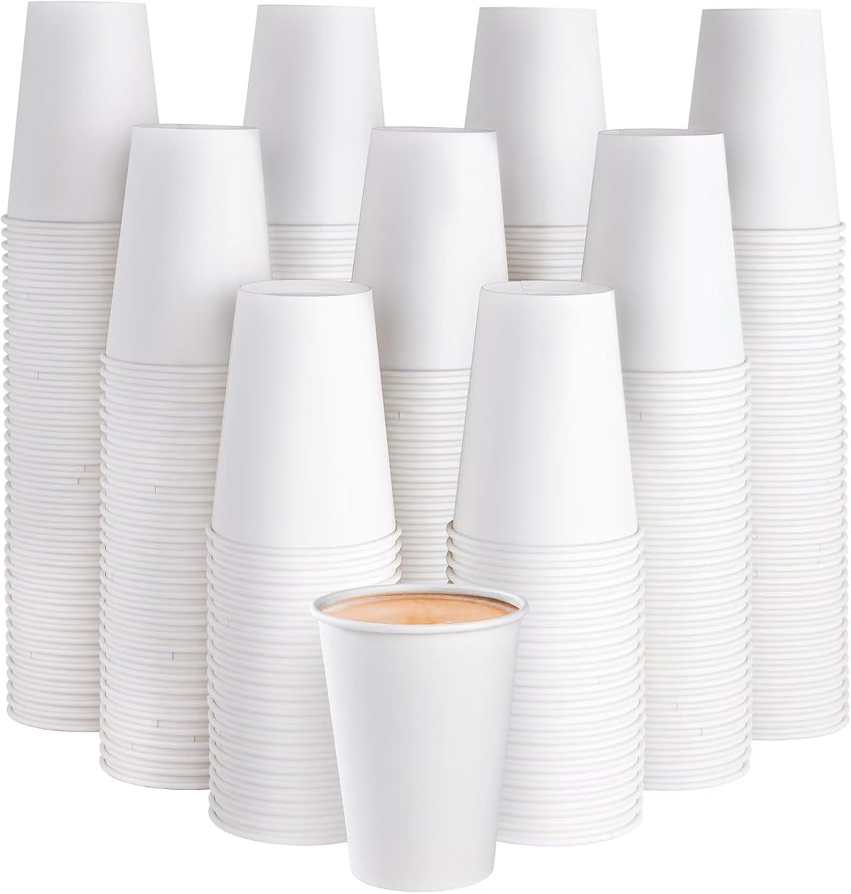 300Pack 12oz Disposable Paper Coffee Cups White Hot Coffee Cups