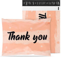 10x13 Inch Poly Mailers, Peach Pink Thank You, 100 Pack Self Sealing