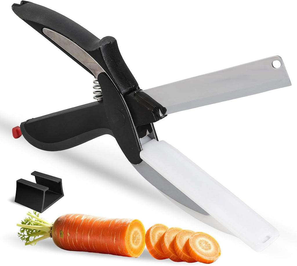DZ Duozhan Food Cutting Scissors with Built-in Chopping Board - Premium Stainless Steel Kitchen Shears for Vegetables