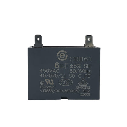 Fan Motor Capacitor 6 mfd, 6uF 450VAC, CBB61, 4-Terminal (Pack of 1)