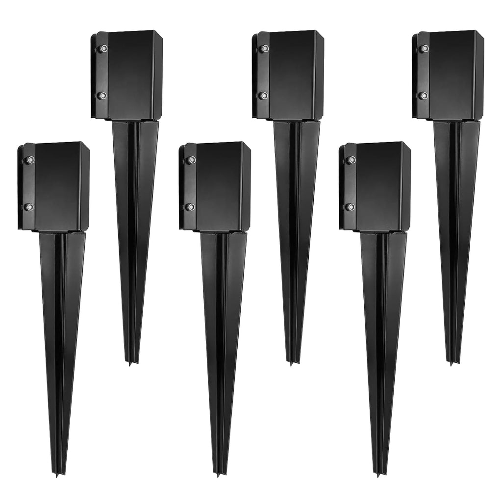 Fence Post Anchor Ground Spike Heavy Duty Black Powder Coated Fence Stakes Post Base for Mailbox, 24 x 4 x 4 Inches