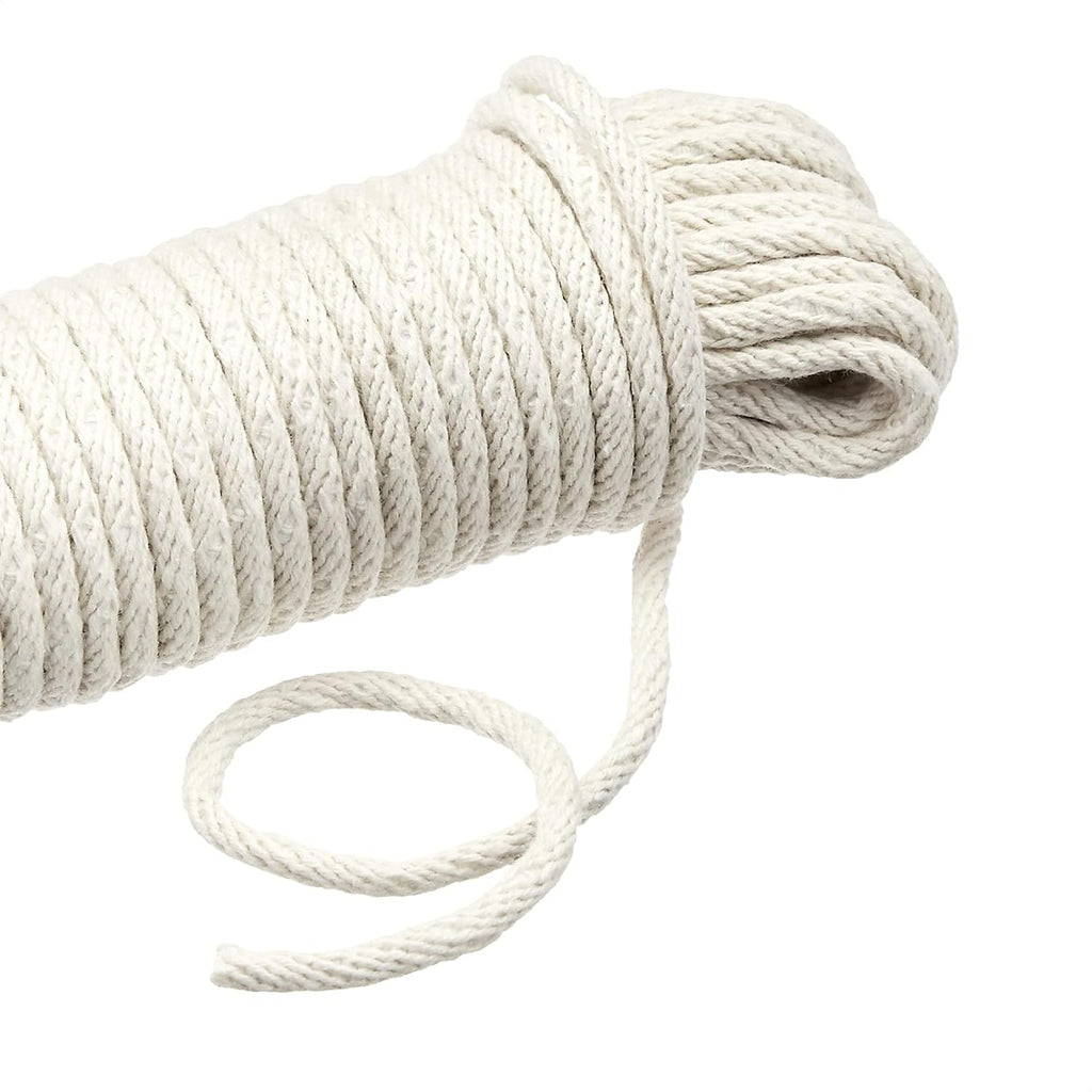 Cotton Braided Rope, All-Purpose, Clothesline, 0.47cm x 15.24 m (4.5mm x 15m), Off White