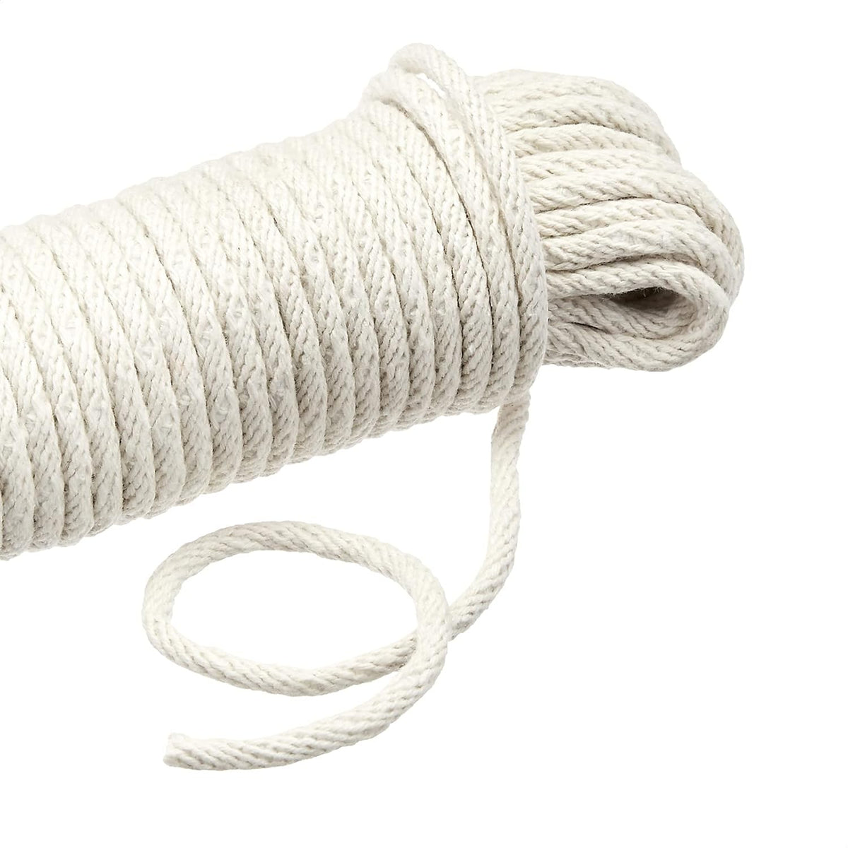 Cotton Braided Rope, All-Purpose, Clothesline, 0.47cm x 15.24 m (4.5mm x 15m), Off White