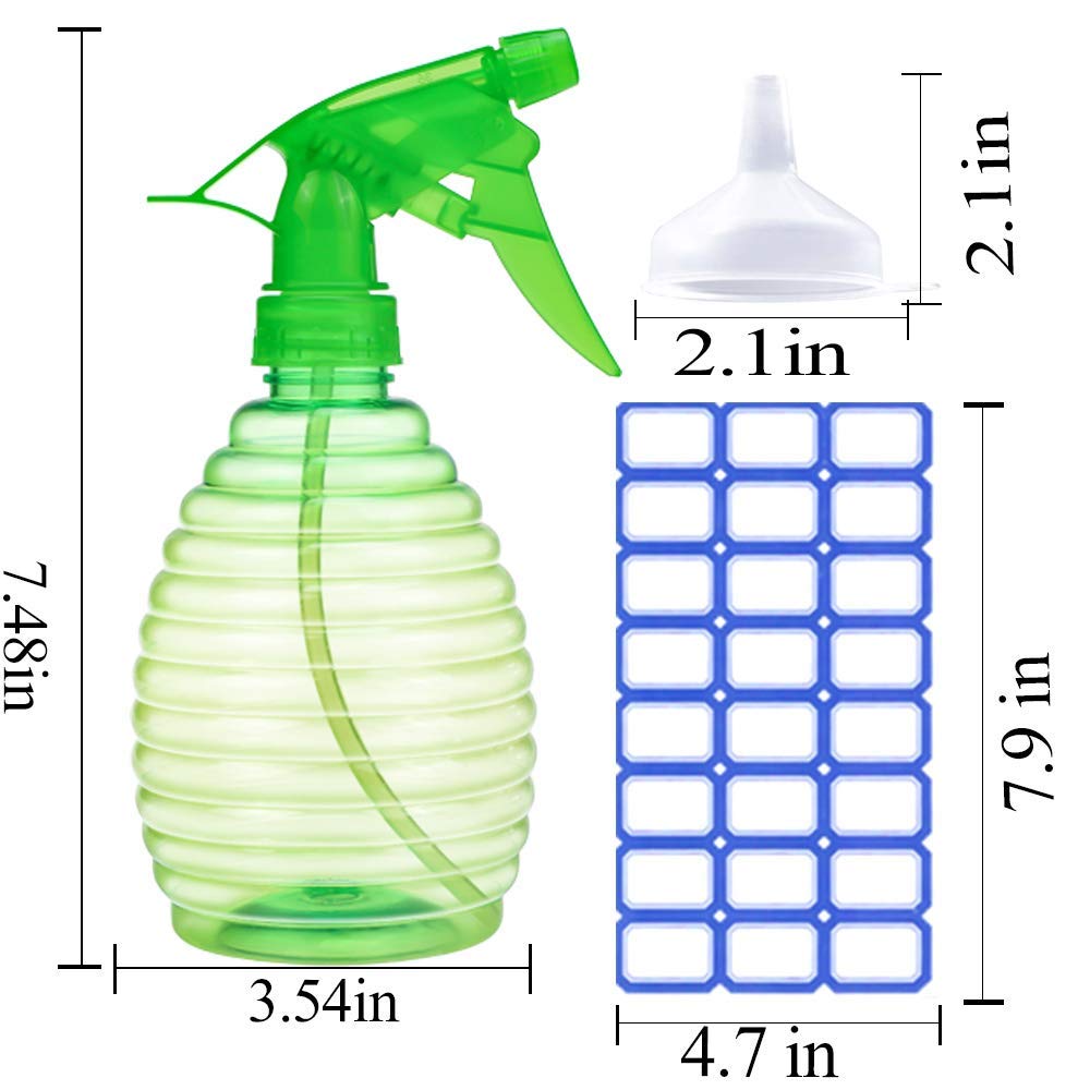 Spray Bottles - 3 Pack, 16 oz - Mist/Stream, Bright Colors, Sturdy, Leak Proof, BPA Free, For Cleaning, Plants, Pet