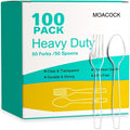 100 Count Exact Heavy Weight Plastic Forks and Spoons