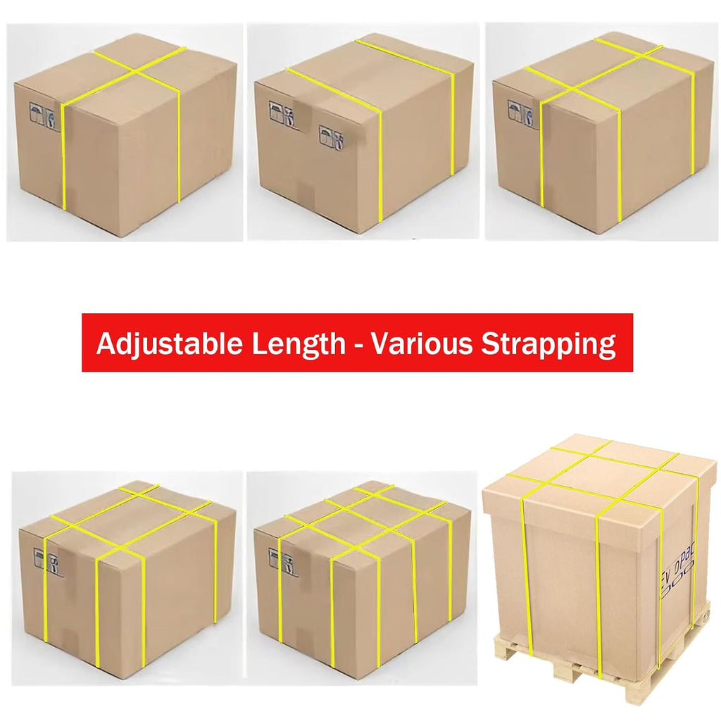 Banding Strapping Kit, Packaging Strapping Tool, Yellow | 5900" Length Poly Strapping, 100 Buckles