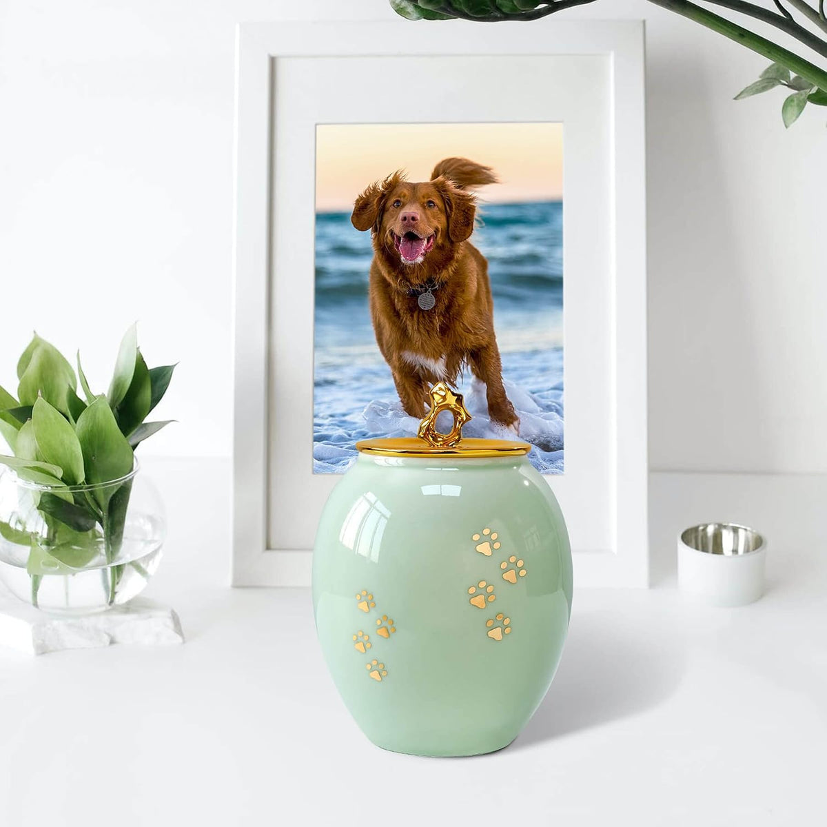 Medium Pet Urns for Dogs Ashes, Ceramics Pet Urn for Cat Ashes