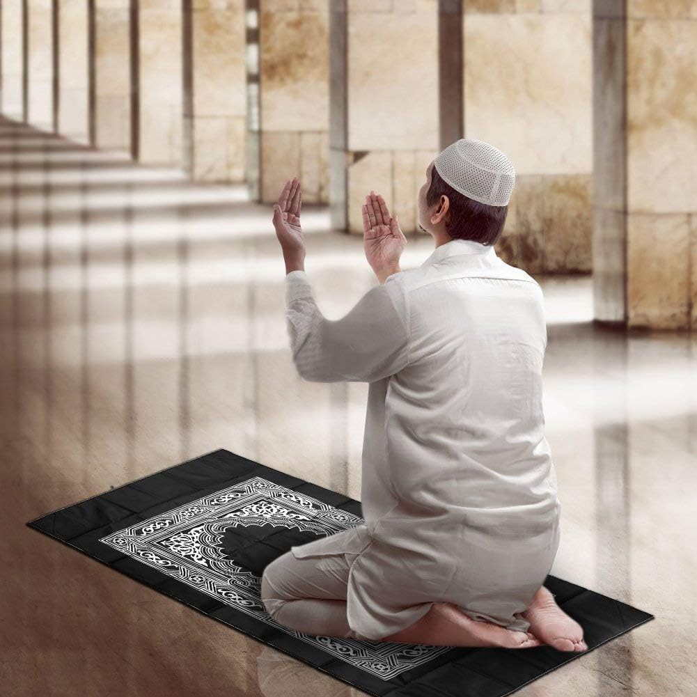 2 Pieces Portable Travel Prayer Mat with Compass, Waterproof Polyester Prayer Rug, Muslim Travel Prayer Mat, for