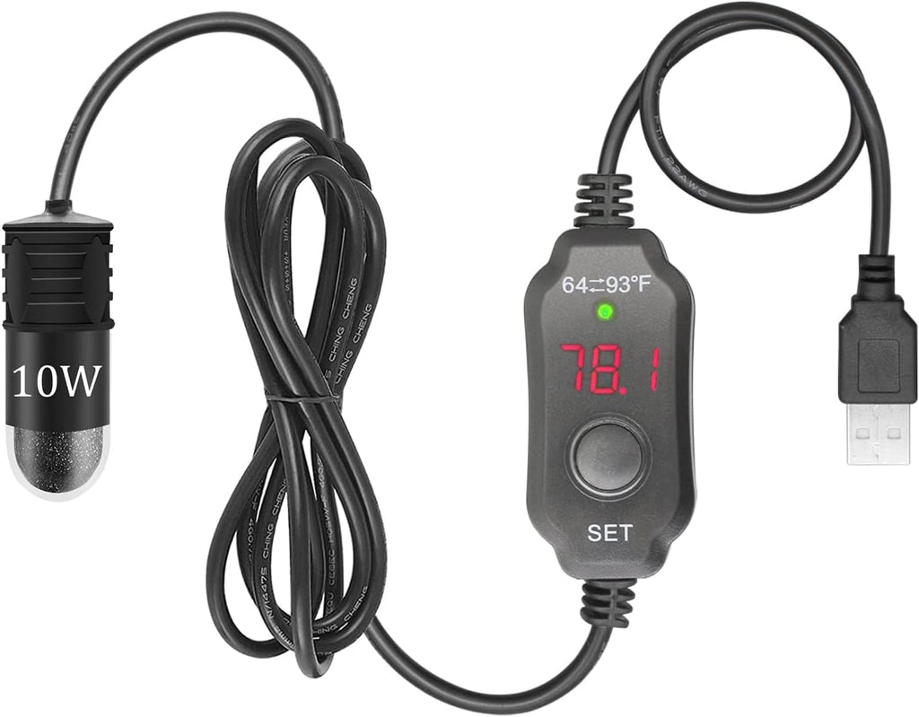 Mini Aquarium Heater 5V/2A USB 10W Small Fish Tank Heater for Tanks 1 Gal