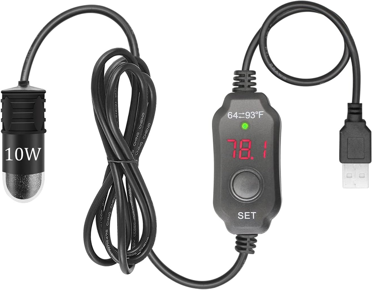 Mini Aquarium Heater 5V/2A USB 10W Small Fish Tank Heater for Tanks 1 Gal