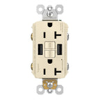Legrand Radiant 20 Amp TR GFCI Outlet USB Type A Light Almond 1 Pack