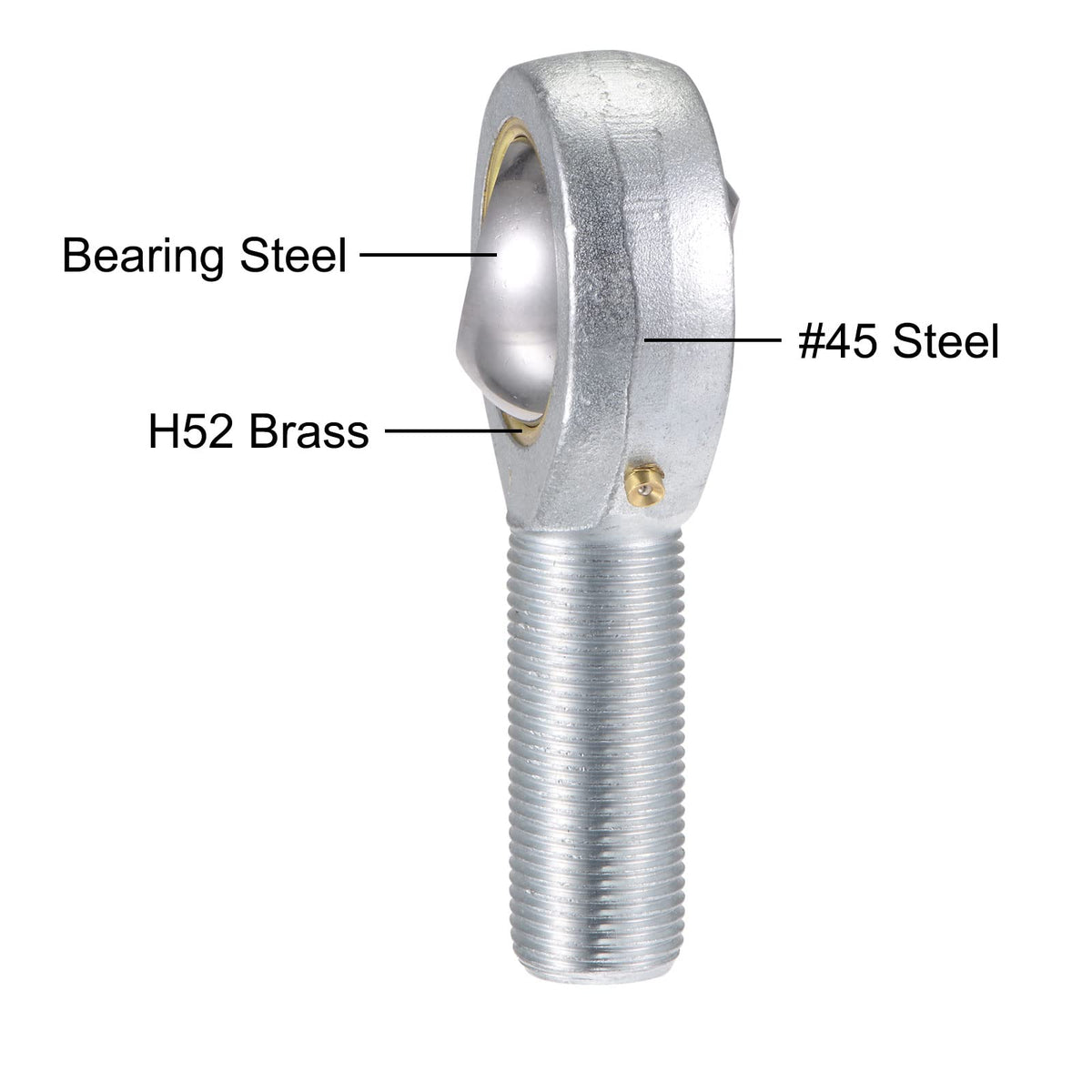 uxcell POS25 Spherical Rod End Bearing 25mm Bore Self-Lubricated Joint Bearing M24x2.0 Right Hand Male Thread Connector
