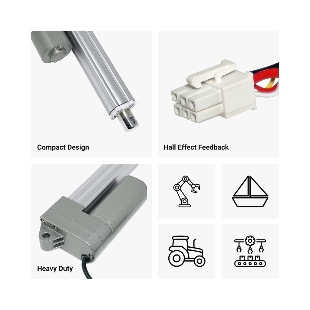 Progressive Automations 12V Hall Effect Mini Linear Actuator - 30", 330 lbs