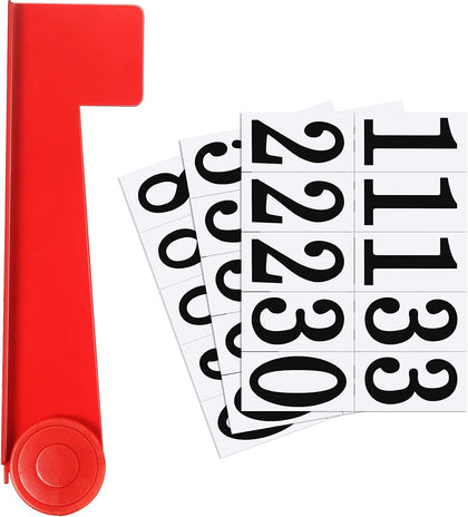 Mailbox Replacement Flag Kit Stainless Steel Red Flag with Self Stick Mailbox Number Stickers Sheet(White Background