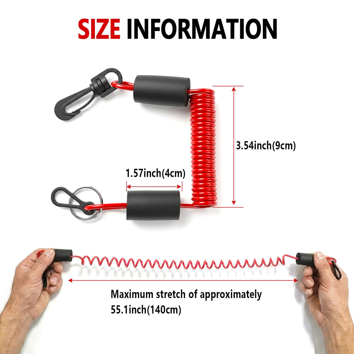 TRKETA Floating Boat Kill Switch Lanyard for Mercury Safety Stop Cord
