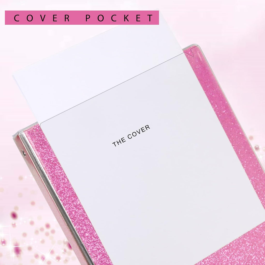 3 Ring Binder, Glitter 1 Inch Organizer (10.5'' x 11.5'') Holds 8.5'' x 11''Letter Size 300 Pages, Waterproof Durable