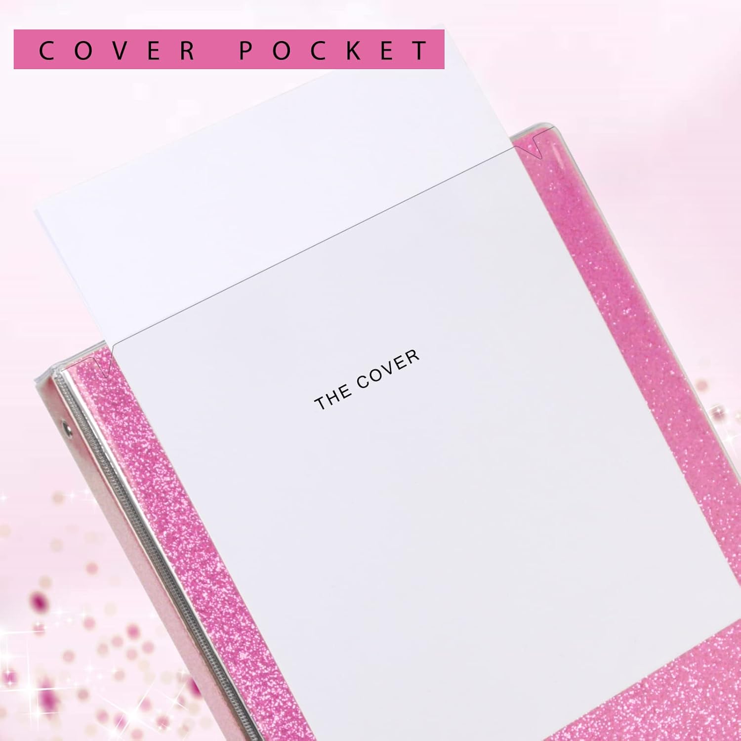 3 Ring Binder, Glitter 1 Inch Organizer (10.5'' x 11.5'') Holds 8.5'' x 11''Letter Size 300 Pages, Waterproof Durable