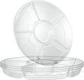 6 Sectional Round Plastic Serving Tray/Platters Clear Pack of 2