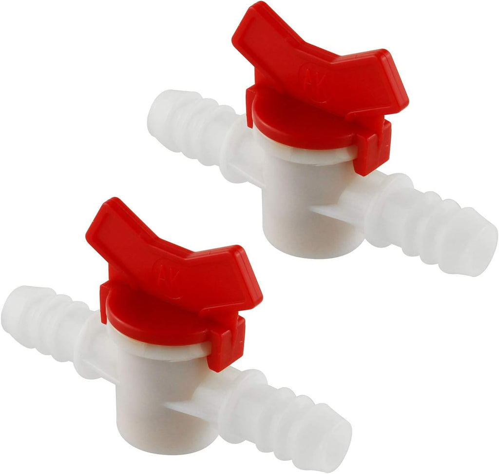 DGZZI Barbed Ball Valve 2PCS 1/2-Inch ID In-Line Ball Valve Shut-Off Switch with Hose Barb for Drip Irrigation and Aquariums White