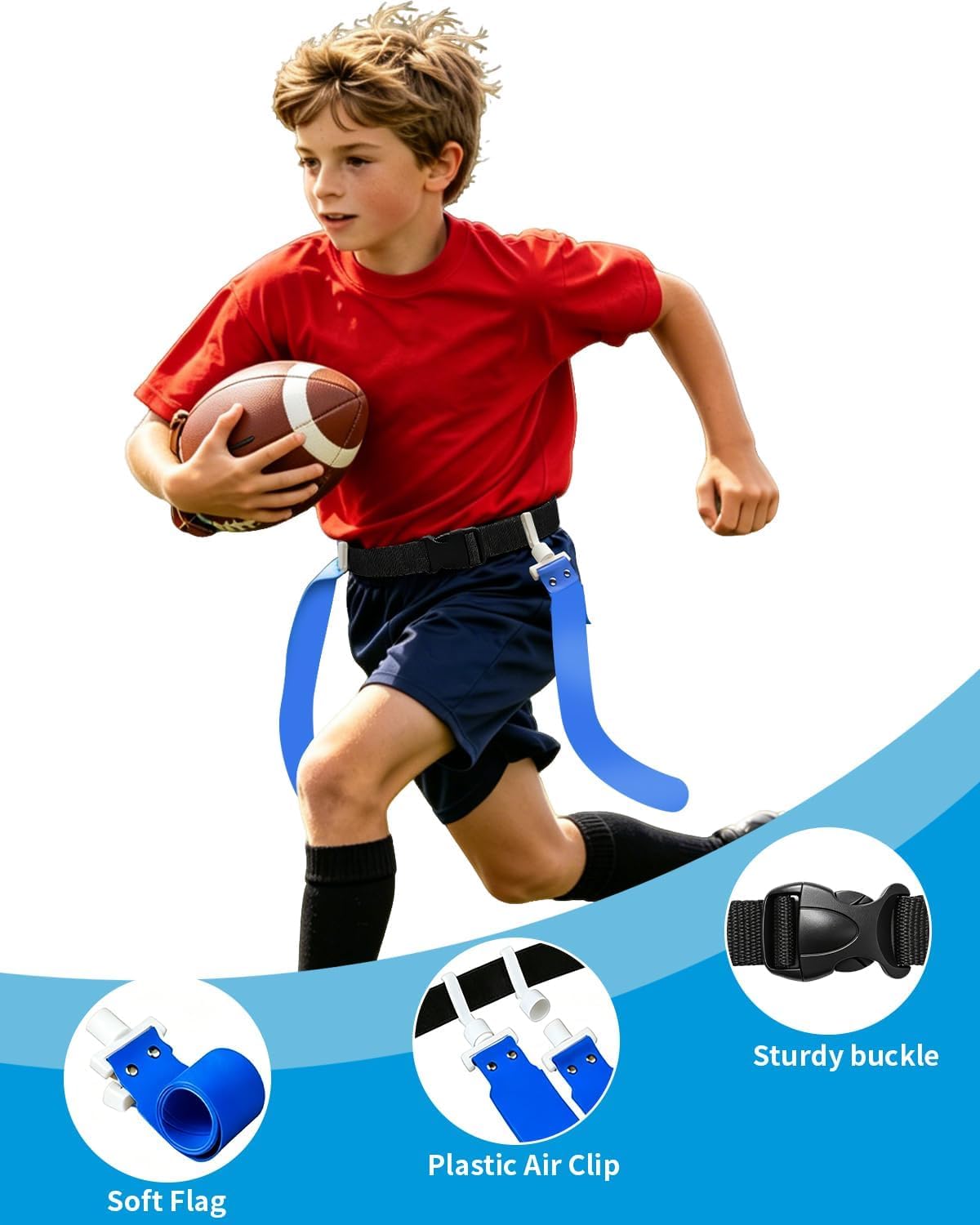 Flag Football Belts Set 7pc,Adjustable Waist for Youth & Adults | 7 Belts&14 Flags,7/14player Sport Team Training
