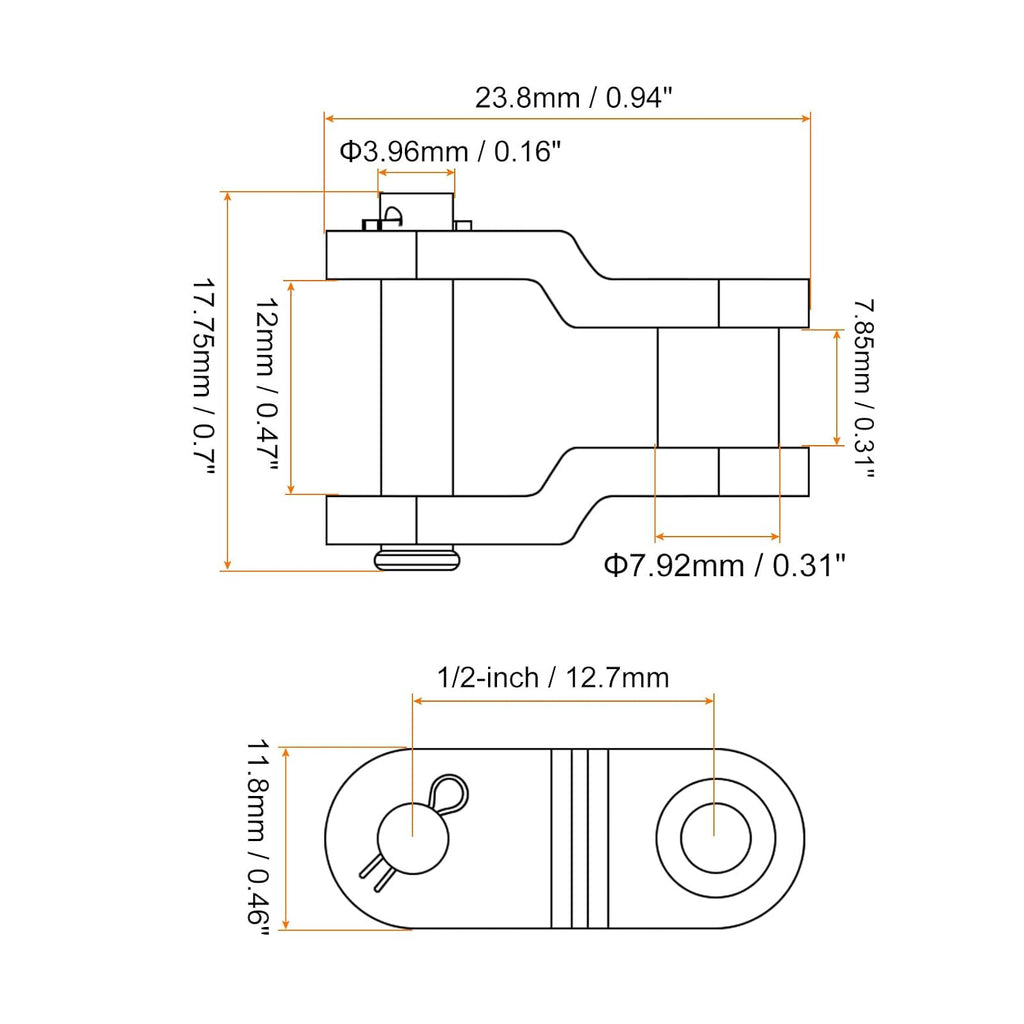 uxcell 5Pcs #40 Chain Offset Half Link Roller, 1/2" Pitch Carbon Steel, Standard Chain End Connector Split Links for 08A Chain
