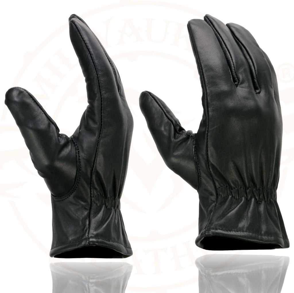 SH734 Men's Black Thermal Lined Leather Motorcycle Gloves w/Cinch Wrist Closure