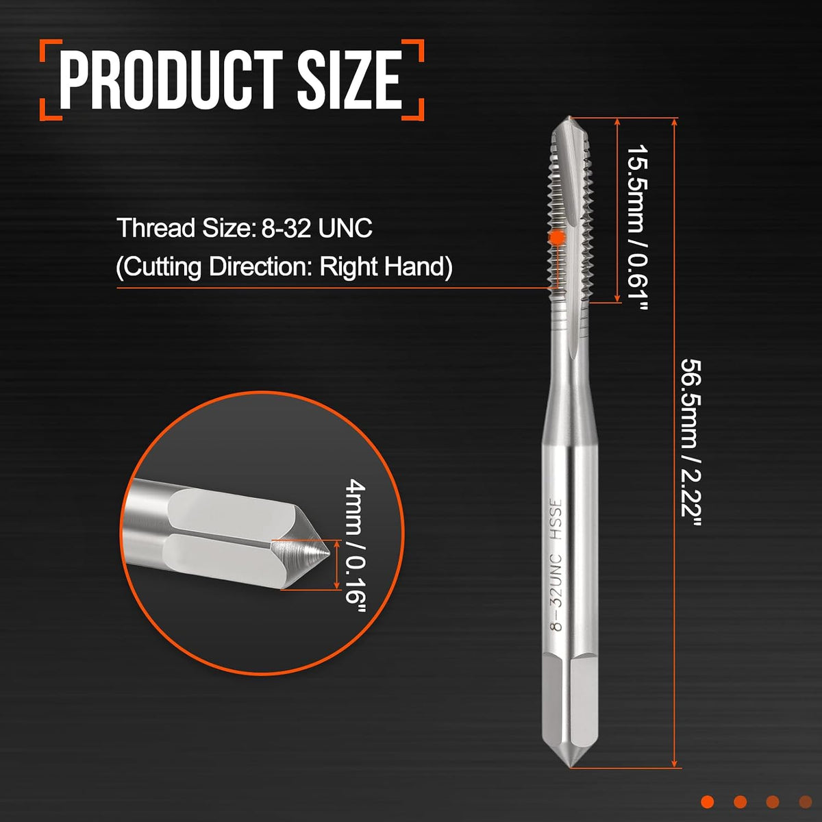 8-32 UNC Spiral Point Tap M35 High Speed Steel Polished