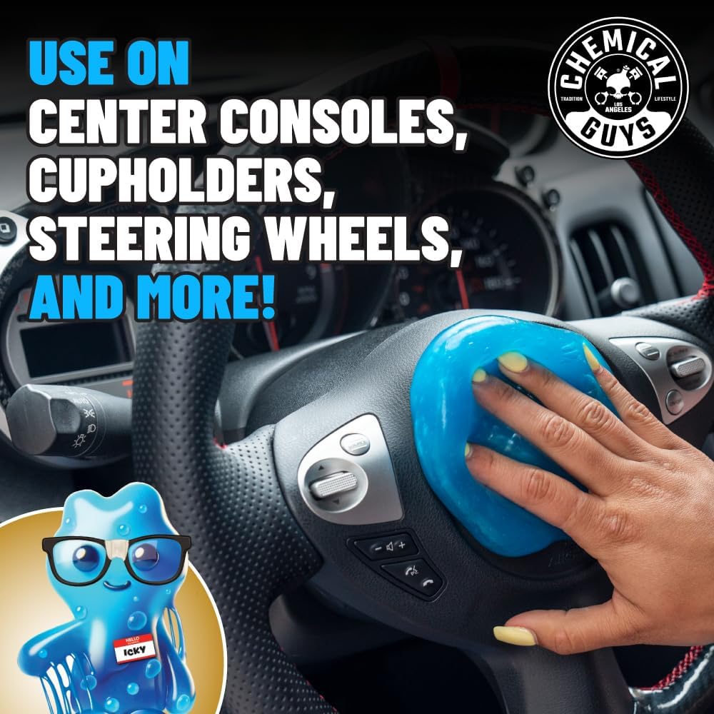 Car Cleaning Kit Interior 9-Piece - Total Interior Cleaner, Sticky Icky Green Apple & Strawberry Detailing Gel, 3