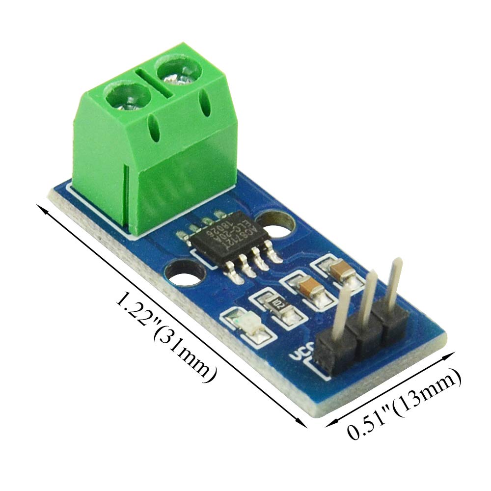 2Pcs ACS712 20A AC and DC Current Sensor Module ACS712-20A Module High Sensitivity High Efficiency (20A)