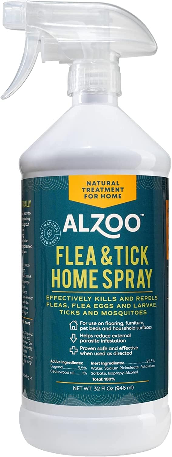 Natural Flea & Tick Home Spray, Helps Eliminate and Repel Pests, Use on Flooring, Furniture, Pet Beds, Plant-Based
